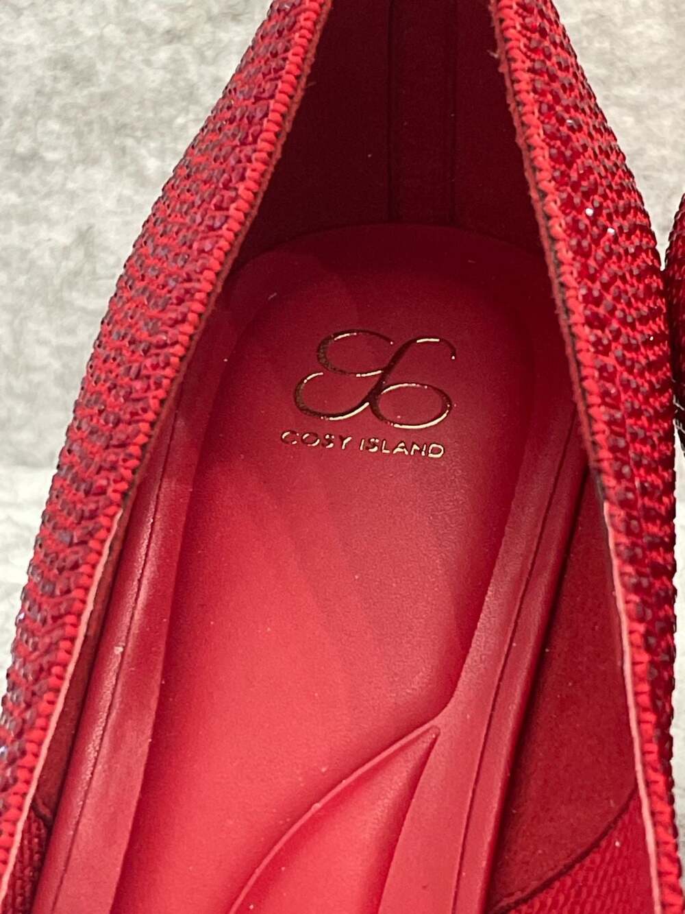 Cosy Island Red Rhinestone Pointed Toe Stiletto Pumps size 8.5 new - Picture 5 of 13